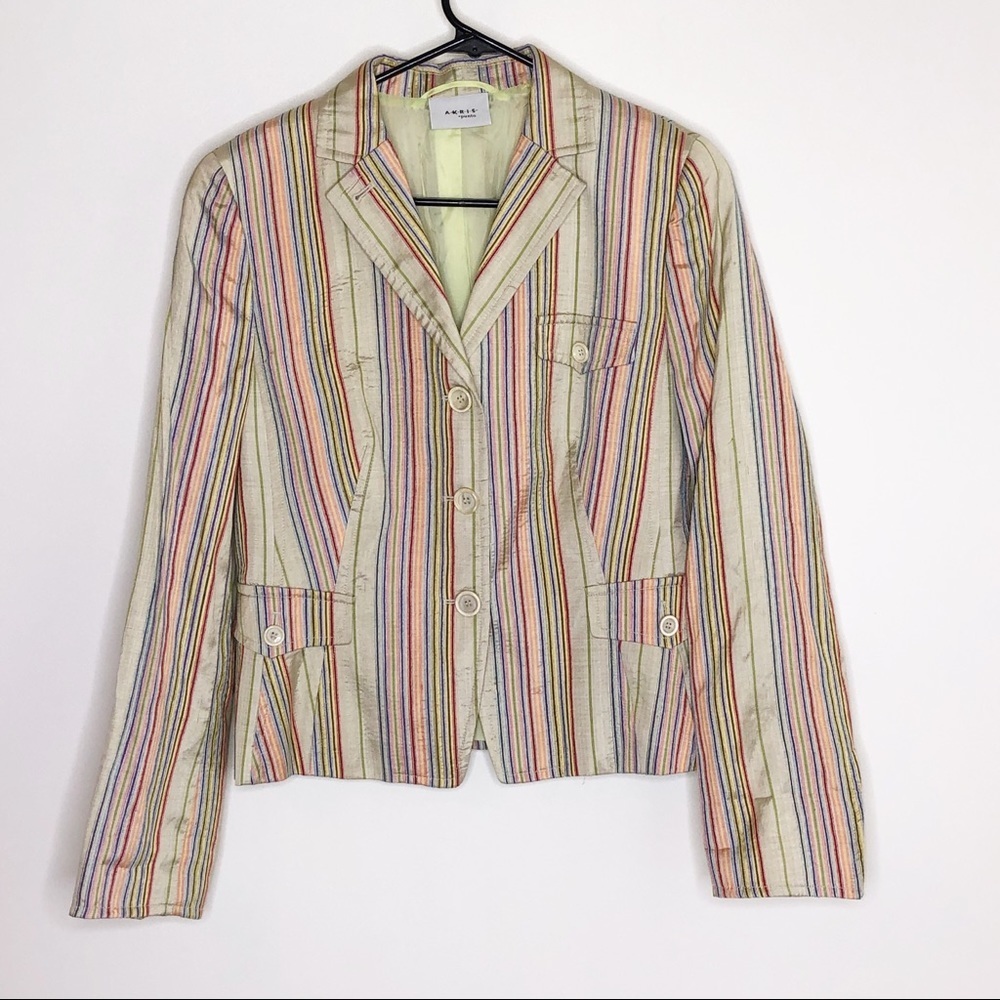 Akris Punto Multicolor Striped Cotton Blend Blazer
